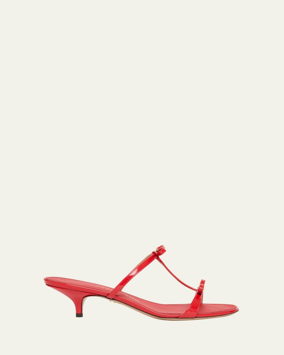 Abili Patent T-Strap Slide Sandals